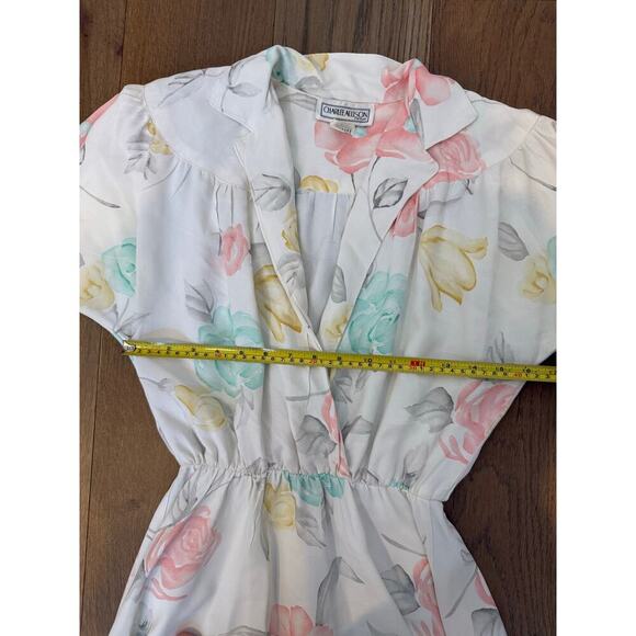 Vintage 80s Charlee‎ Allison Floral Dress 9-10 - Picture 7 of 8
